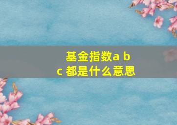 基金指数a b c 都是什么意思